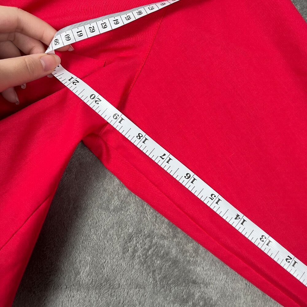 Foxcroft Cropped Button Up Shirt Women's 4 Red Raw Hem Party Academia Preppy - Picture 8 of 11